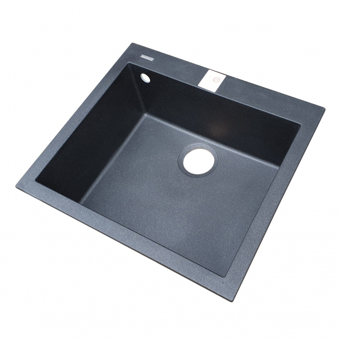 Chiuveta bucatarie granit CookingAid Cube ON5610 Neagra / Black Metal quartz cu montaj sub blat + accesorii instalare [9]