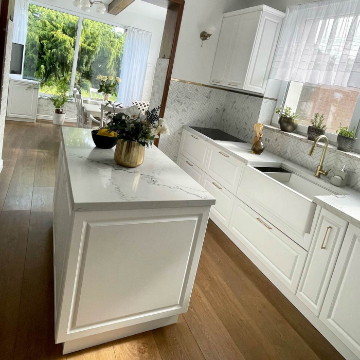 Chiuveta bucatarie granit reversibila CookingAid Lux LX8410 Farmhouse Apron Alba / Polar White + accesorii montaj [16]