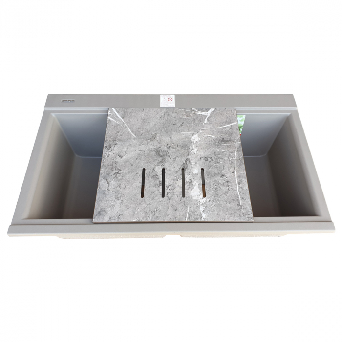 Chiuveta bucatarie granit dubla cu 2 cuve CookingAid Kinga LX8620 Maro Trufa / Truffle + accesorii montaj [11]