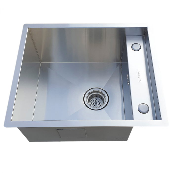 Chiuveta bucatarie inox CookingAid INVISIBLE DEEP cu baterie telescopica integrata, scurgator vase/paste/fructe, tocator sticla temperizata, dozator detergent + accesorii montaj [4]