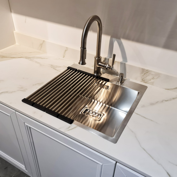 Chiuveta bucatarie inox CookingAid BOX LUX 57 cu ventil scurgere dreptunghiular si accesorii montaj [12]