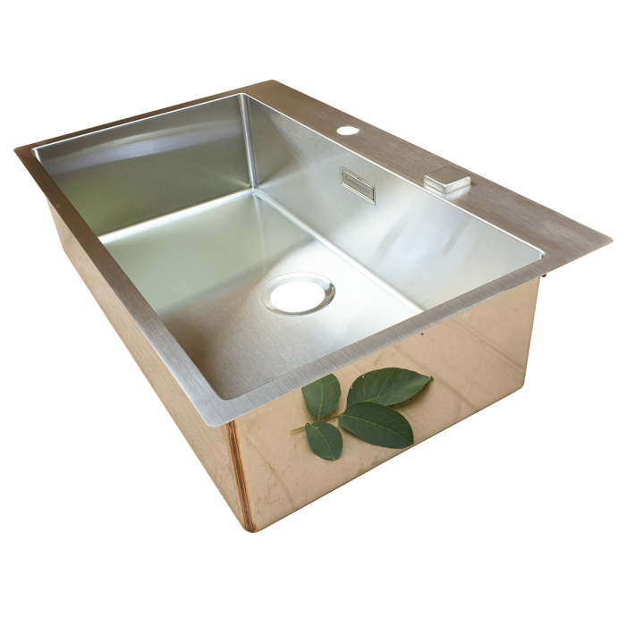 Chiuveta bucatarie inox CookingAid BOX LUX 76 cu ventil automat scurgere + accesorii montaj [11]