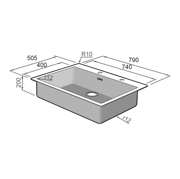 Chiuveta bucatarie inox CookingAid BOX LUX 76 cu ventil automat scurgere + accesorii montaj [16]