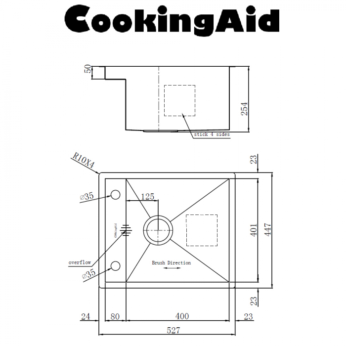 Chiuveta bucatarie inox CookingAid INVISIBLE DEEP cu scurgator vase/paste/fructe, dozator detergent + accesorii montaj [10]