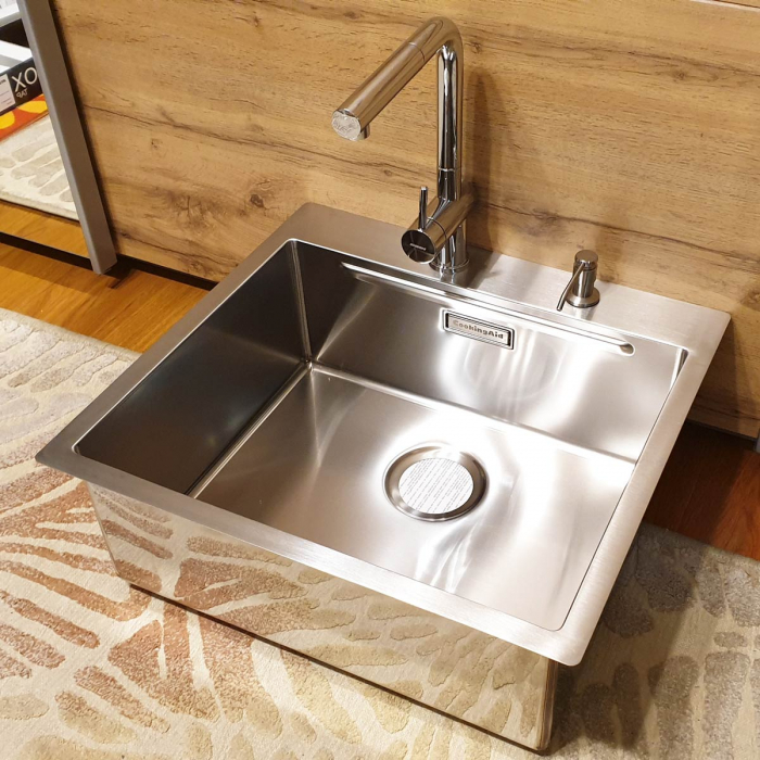Chiuveta bucatarie inox CookingAid LUX STEP 57 + Bonus: tocator Versus din ABS reversibil in scurgator vase + ventil automat scurgere + accesorii montaj [5]
