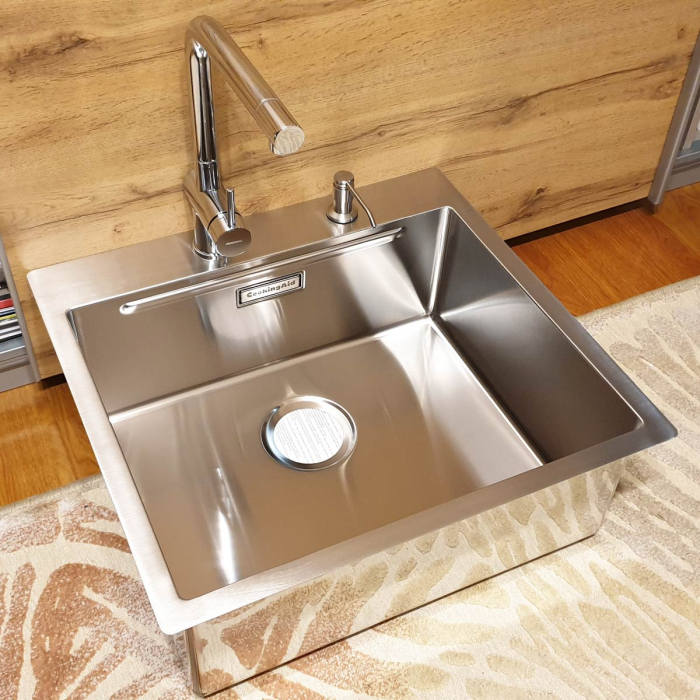 Chiuveta bucatarie inox CookingAid LUX STEP 57 + Bonus: tocator Versus din ABS reversibil in scurgator vase + ventil automat scurgere + accesorii montaj [3]