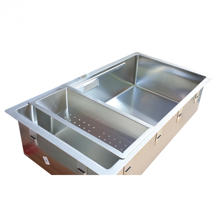 Chiuveta bucatarie inox CookingAid LUX STEP 74 + Bonus: tocator Versus din ABS reversibil in scurgator vase si accesorii montaj [10]