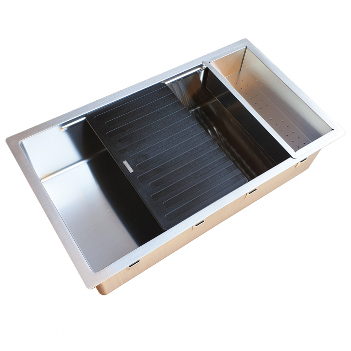 Chiuveta bucatarie inox CookingAid LUX STEP 74 + Bonus: tocator Versus din ABS reversibil in scurgator vase si accesorii montaj [11]