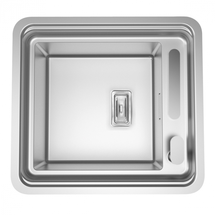 Chiuveta bucatarie inox CookingAid VISION 40 cu baterie telescopica integrata, tocator sticla temperizata + accesorii montaj ideala pentru montaj sub geam [6]