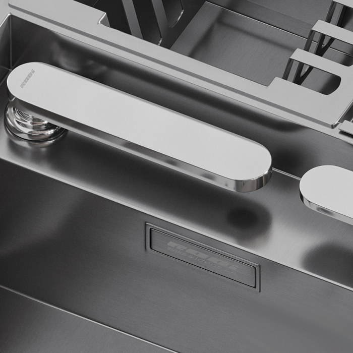 Chiuveta bucatarie inox INVISIBLE 70 cu scurgator vase si baterie telescopica integrata [5]