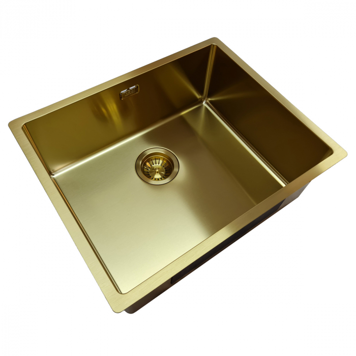 Chiuveta bucatarie inox TASCA CANOVA CA50 Gold cu strat PVD ceramic culoare aurie cu montaj pe blat, sub blat sau la nivelul blatului si accesorii montaj [5]