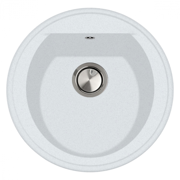 Chiuveta bucatarie rotunda granit CookingAid Naiky NK5110 Alba / Polar White + accesorii montaj [2]