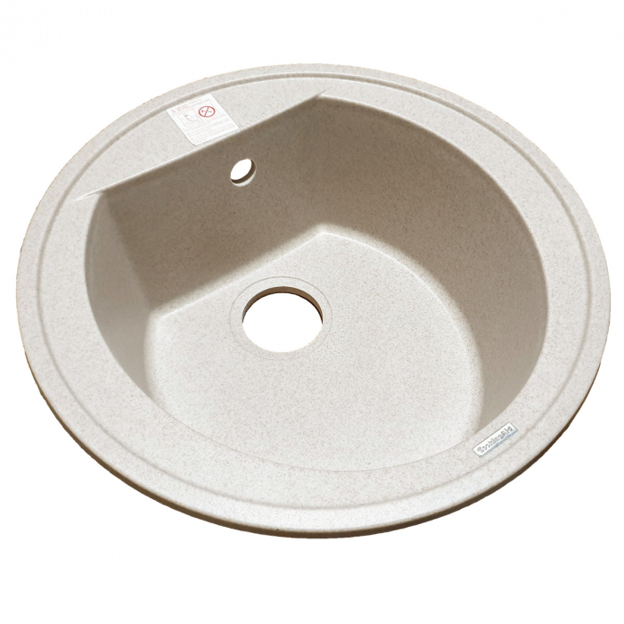 Chiuveta bucatarie rotunda granit CookingAid Naiky NK5110 Bej Pigmentat / Avena + accesorii montaj [13]