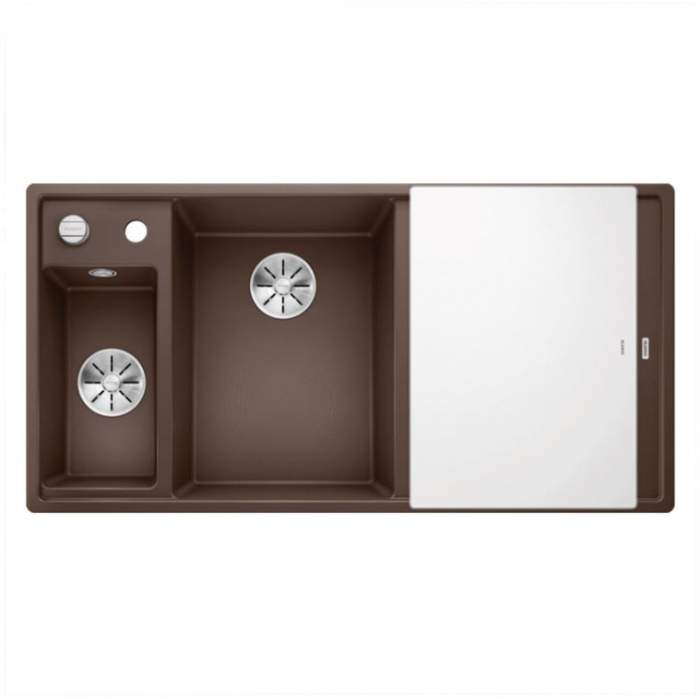 Chiuveta de bucatarie Blanco AXIA III 6S cuva stanga, tava inox si tocator sticla securizata [3]