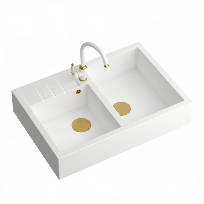 Chiuveta de bucatarie BILL 120 GranitQ cu 2 cuve Apron style Quadron [9]