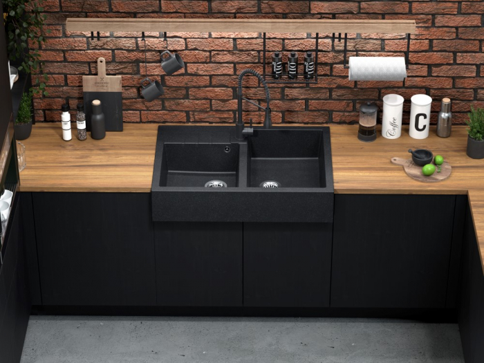 Chiuveta de bucatarie BILL 120 GranitQ cu 2 cuve Apron style Quadron [6]