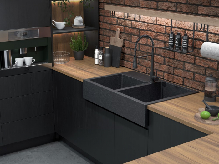 Chiuveta de bucatarie BILL 120 GranitQ cu 2 cuve Apron style Quadron [5]