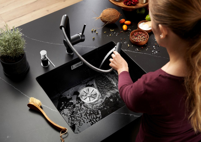 Set Chiuveta granit Blanco subline 500U+ baterie Linus + dozator Lato negru/crom [5]
