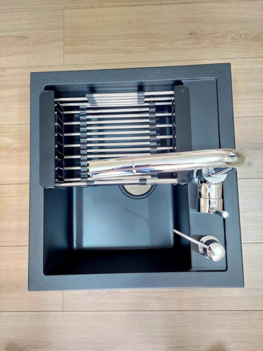 Chiuveta granit bucatarie Johnny 110 cu baterie, dozator sapun si cos multifunctional [5]