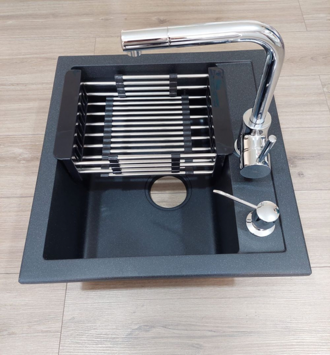 Chiuveta granit bucatarie Johnny 110 cu baterie, dozator sapun si cos multifunctional [4]