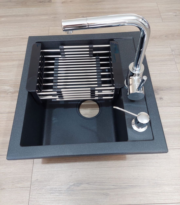 Chiuveta granit bucatarie Johnny 110 cu baterie, dozator sapun si cos multifunctional [6]