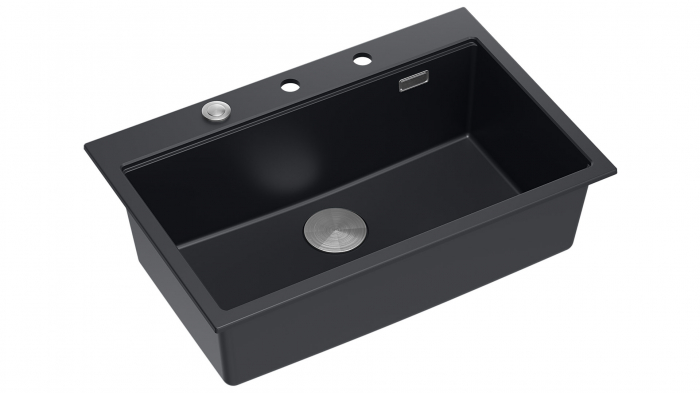 Chiuveta Granit Workstations MARK Quadron cu dozator+scurgator+gratar rulabil+tocator lemn+capac scurgere [3]