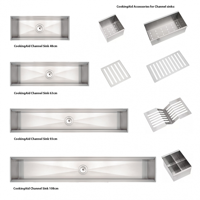 Chiuveta ingusta multifunctionala tip rigola CookingAid Channel sink 48cm cu 2 accesorii incluse [7]