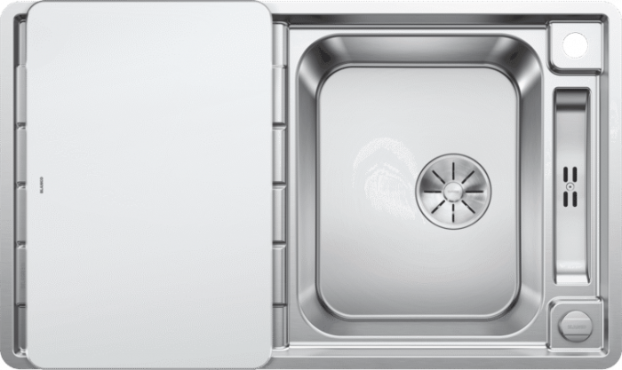 Chiuveta inox BLANCO AXIS III 45 S-IF cu tocator din sticla alb [2]