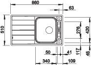 Chiuveta inox BLANCO AXIS III 45 S-IF cu tocator din sticla alb [3]