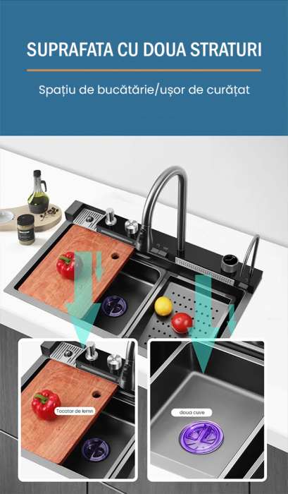 Chiuveta multifunctionala de bucatarie Bliote Premium workstation [3]