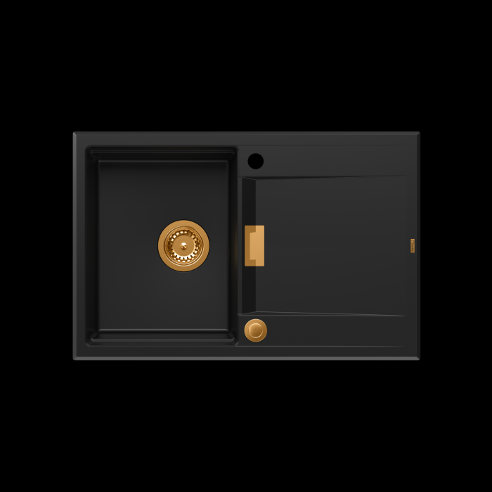 Chiuveta negra din granit cu accesorii cupru Quadron Owen 111+ baterie din inox negru/cupru Margot [7]