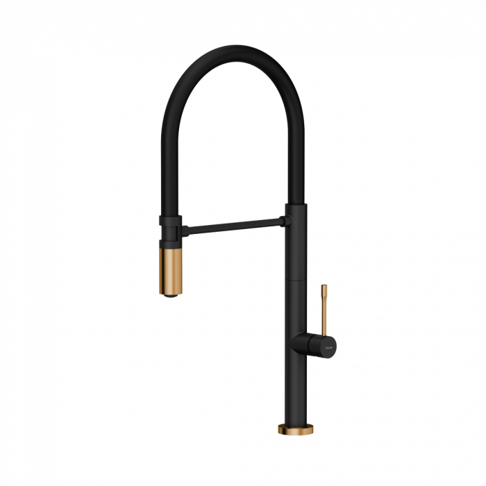 Chiuveta negra din granit cu accesorii cupru Quadron Owen 111+ baterie din inox negru/cupru Margot [6]