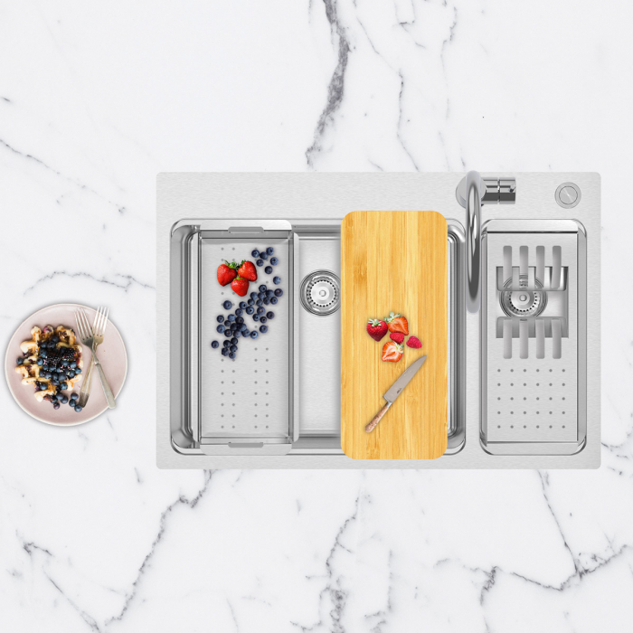 Chiuveta bucatarie inox CookingAid UNA 50 + Bonus: tocator Versus din ABS reversibil in scurgator vase + accesorii montaj [2]
