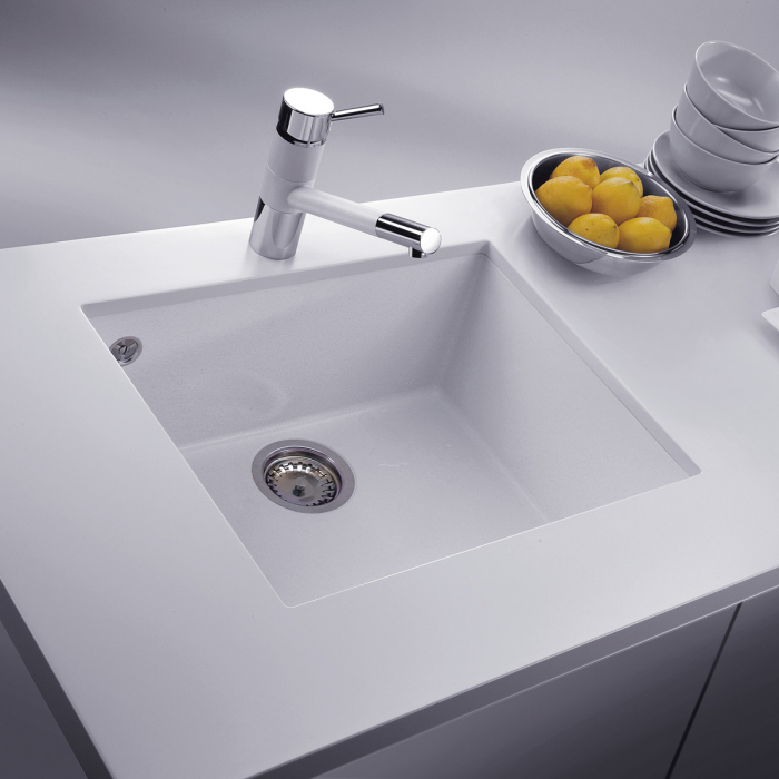 CookingAid Chiuveta bucatarie granit Cube ON5610 Alba / Polar White cu montaj sub blat + accesorii instalare [3]