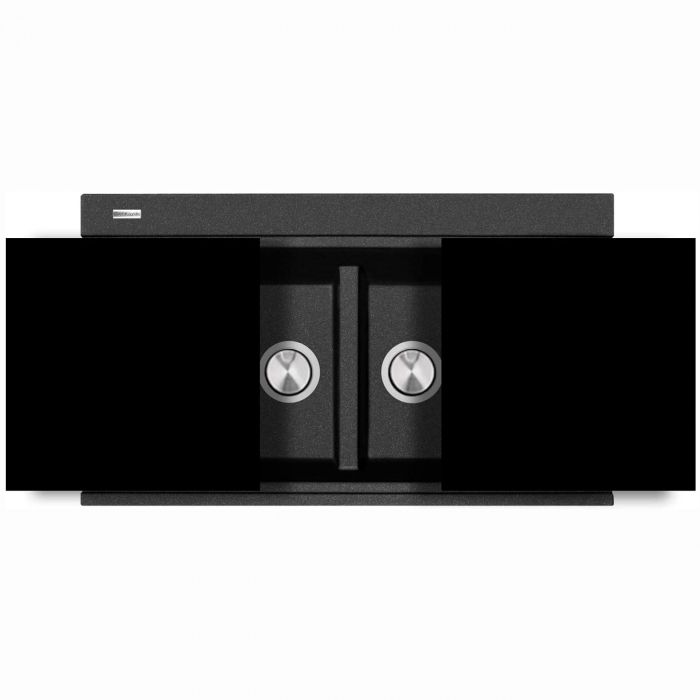 CookingAid Set chiuveta granit Kinga LX8620 Black Metal quartz cu baterie Indiana, tocatoare, tavita, scurgator si dozator [5]