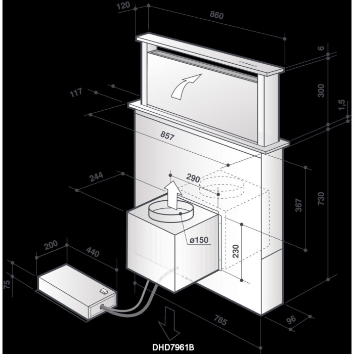 Hota incorporabila 90 cm, 4 viteze, iluminat led, De Dietrich [5]