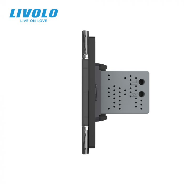 Intrerupator cu touch integrat cap scara/cruce wireless si priza dubla USB, 4M, cu rama sticla Livolo [3]