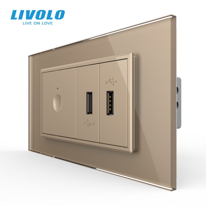 Intrerupator cu touch integrat cap scara/cruce Zigbee si priza dubla USB, 4M, cu rama sticla Livolo [1]