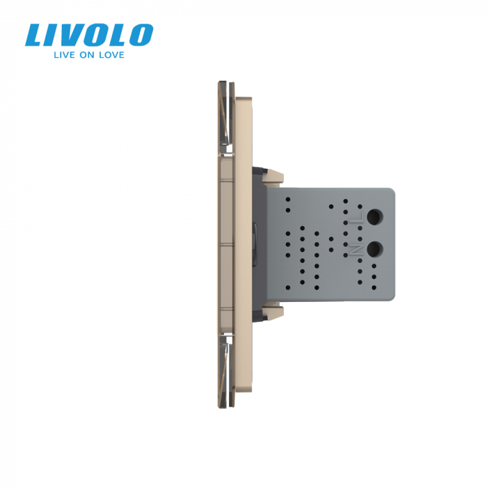 Intrerupator cu touch integrat wireless si priza dubla USB, 4M, cu rama sticla Livolo [4]