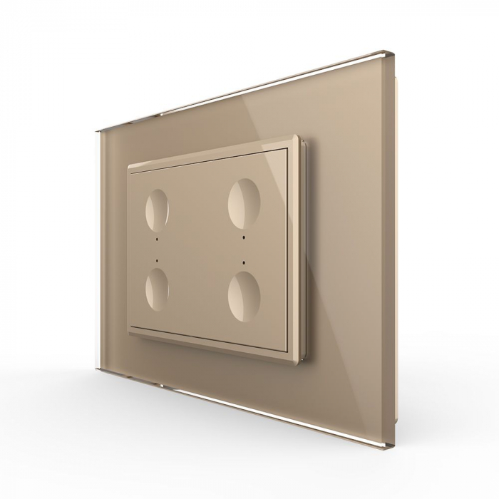 Intrerupator cvadruplu cu touch integrat 3M, standard italian cu rama sticla [1]