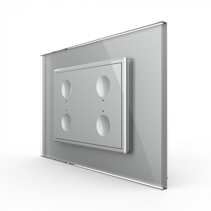 Intrerupator cvadruplu cu touch integrat 3M, standard italian cu rama sticla [1]