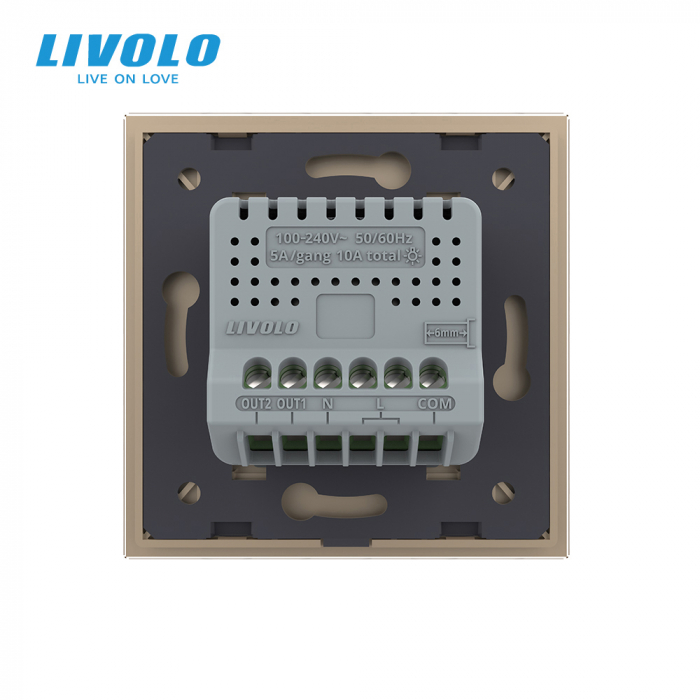 Intrerupator dublu cap scara/cruce wireless cu touch Livolo serie noua [2]