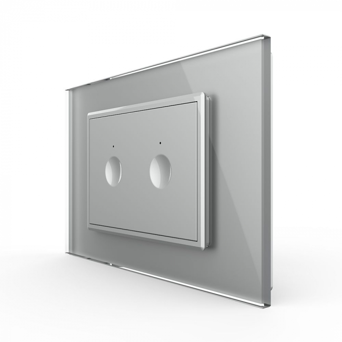 Intrerupator dublu cu touch integrat 3M, standard italian cu rama sticla [1]