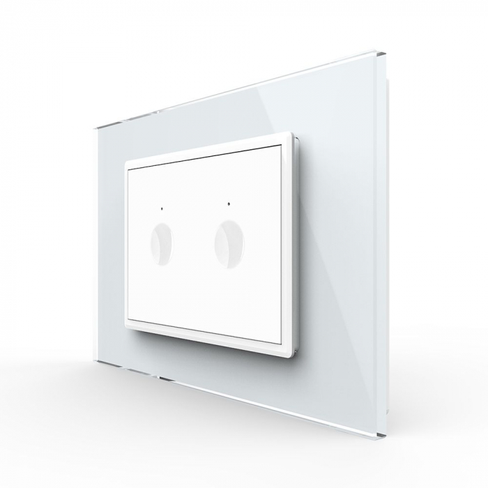 Intrerupator dublu cap scara/cruce cu touch integrat 3M, standard italian cu rama sticla [1]