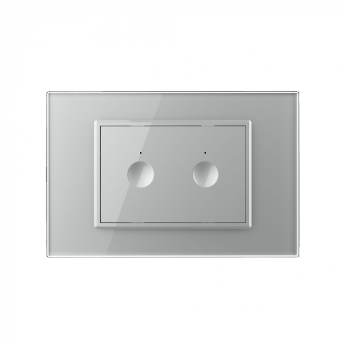 Intrerupator dublu cap scara/cruce cu touch integrat 3M, standard italian cu rama sticla [2]