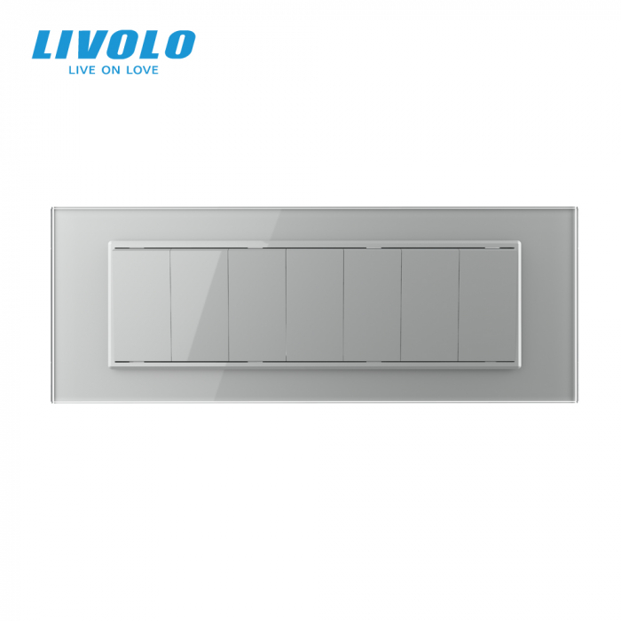 Intrerupator mecanic 7 posturi cap scara ,7M, cu rama sticla Livolo [3]