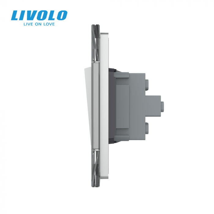 Intrerupator mecanic cap scara 4 posturi cu rama sticla 6/7 M Livolo [2]