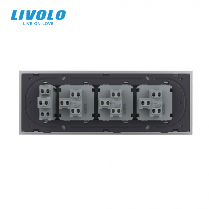 Intrerupator mecanic cap scara 4 posturi cu rama sticla 6/7 M Livolo [4]