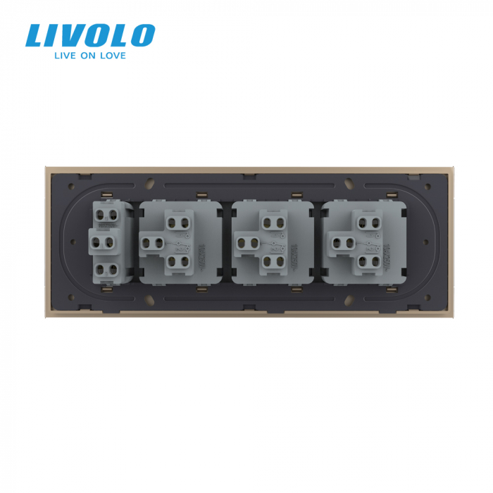 Intrerupator mecanic cap scara 4 posturi cu rama sticla 6/7 M Livolo [4]