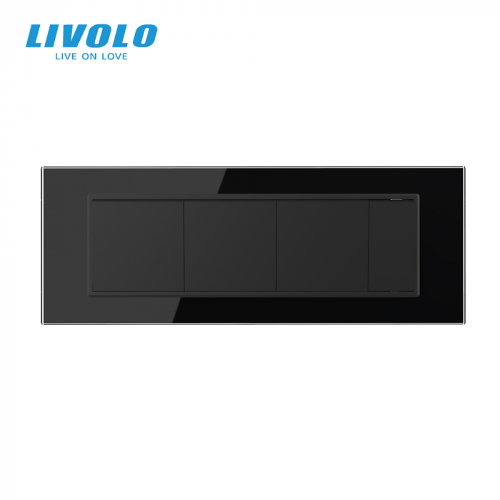 Intrerupator mecanic cap scara 4 posturi cu rama sticla 6/7 M Livolo [3]